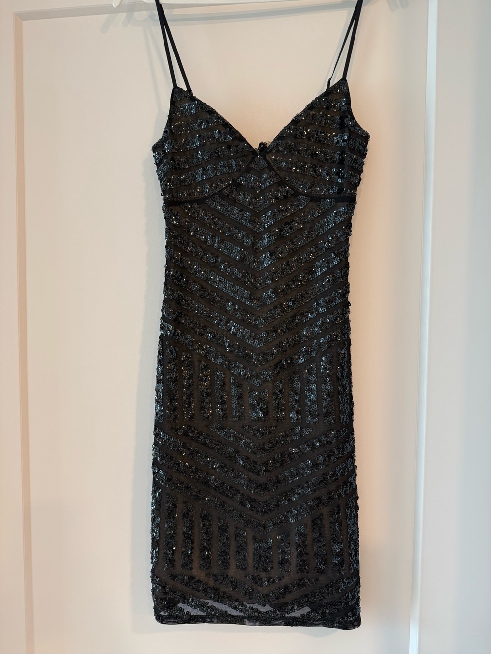 Express Black Sequin Midi Slip Dress